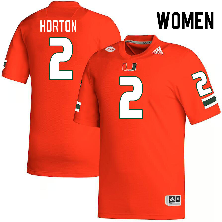 Women #2 Isaiah Horton Miami Hurricanes College Football Jerseys Stitched-Orange